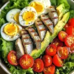 Avocado & Sardine Power Salad with Eggs