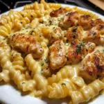 Cheesy Garlic Cajun Chicken Rotini in Velveeta Cream Sauce