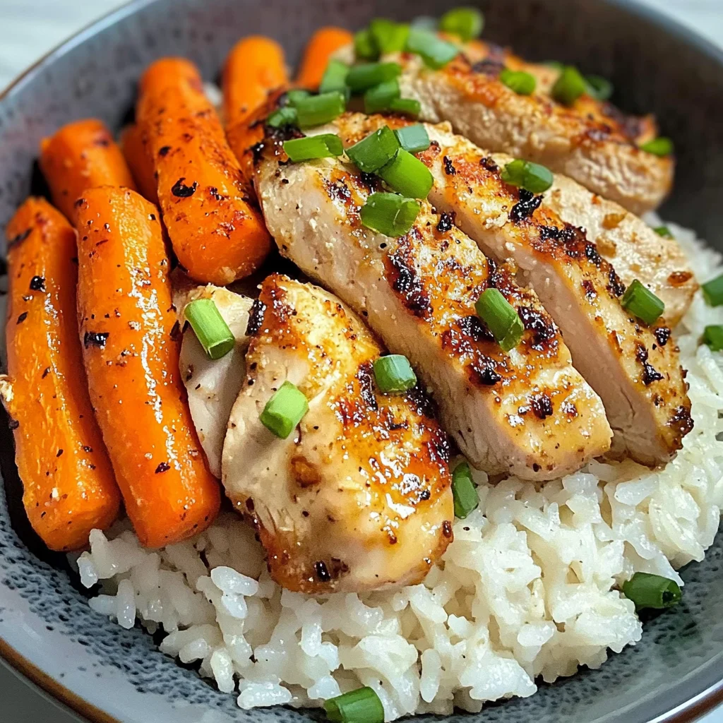Garlic Butter Chicken Bowl with Roasted Carrots & Rice
