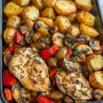 Garlic Herb Chicken with Mushrooms & Roasted Potatoes