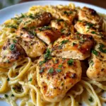 Golden Garlic Butter Chicken with Creamy Linguine
