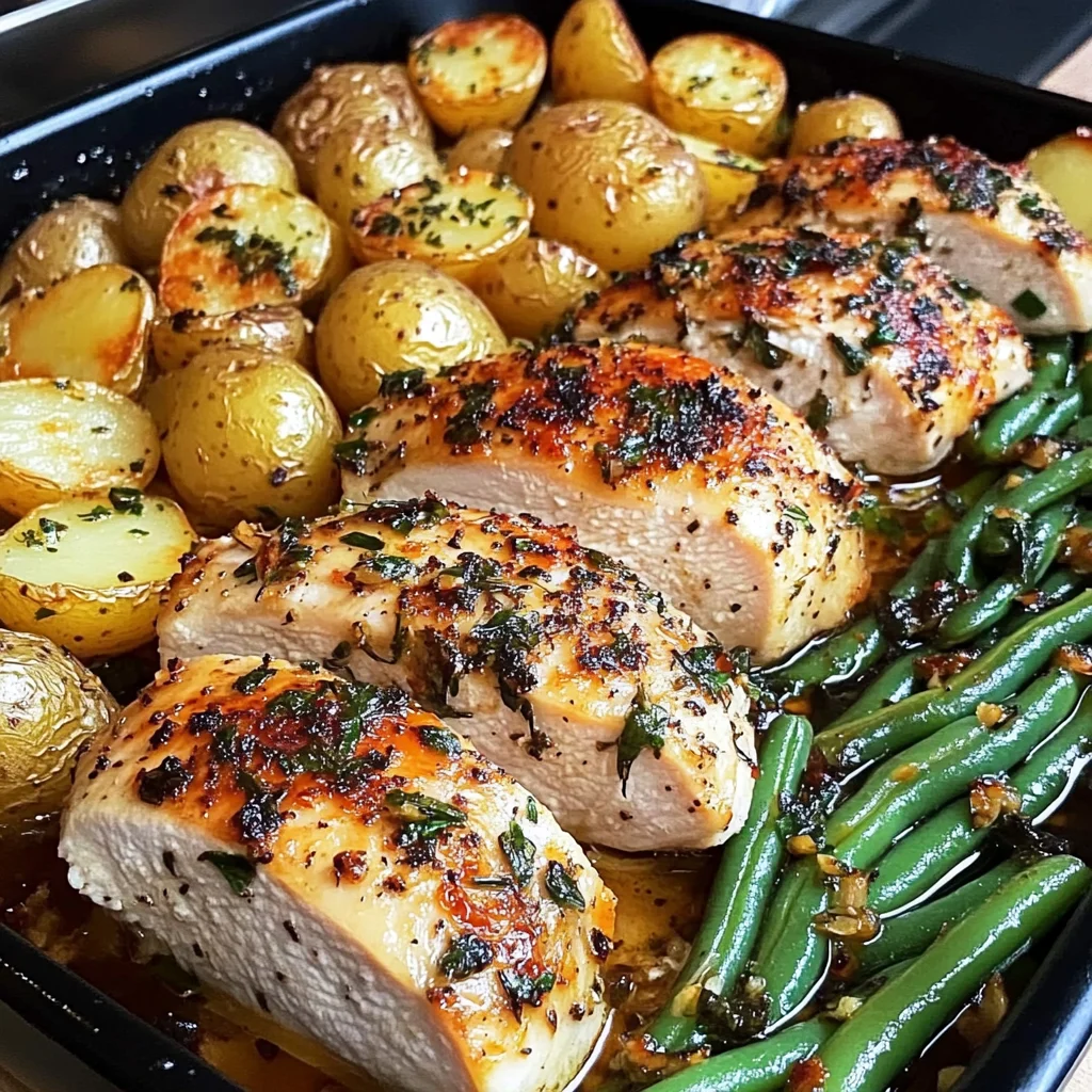 One-Pan Garlic Herb Chicken with Potatoes & Green Beans