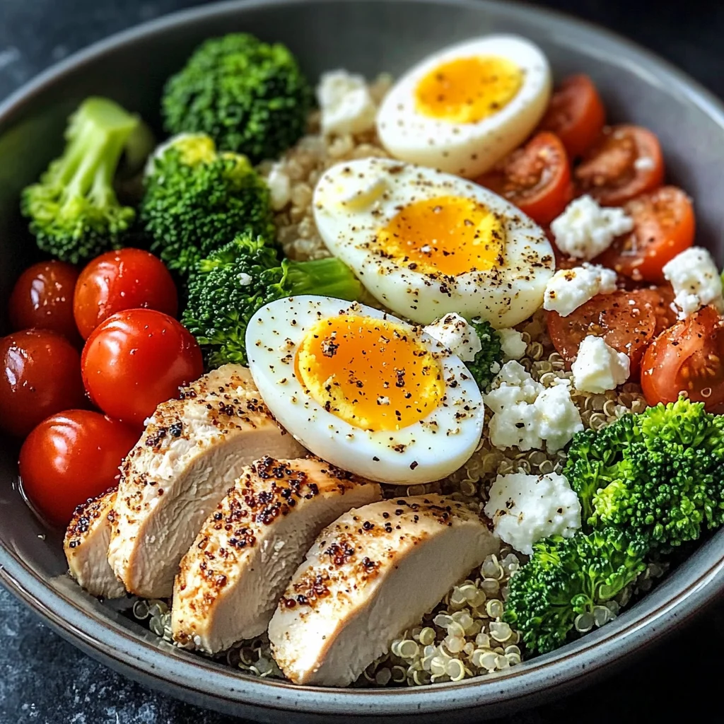 Protein-Packed Quinoa Bowl with Chicken, Eggs & Feta