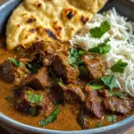 Slow-Cooked Beef and Coconut Curry with Garlic Naan