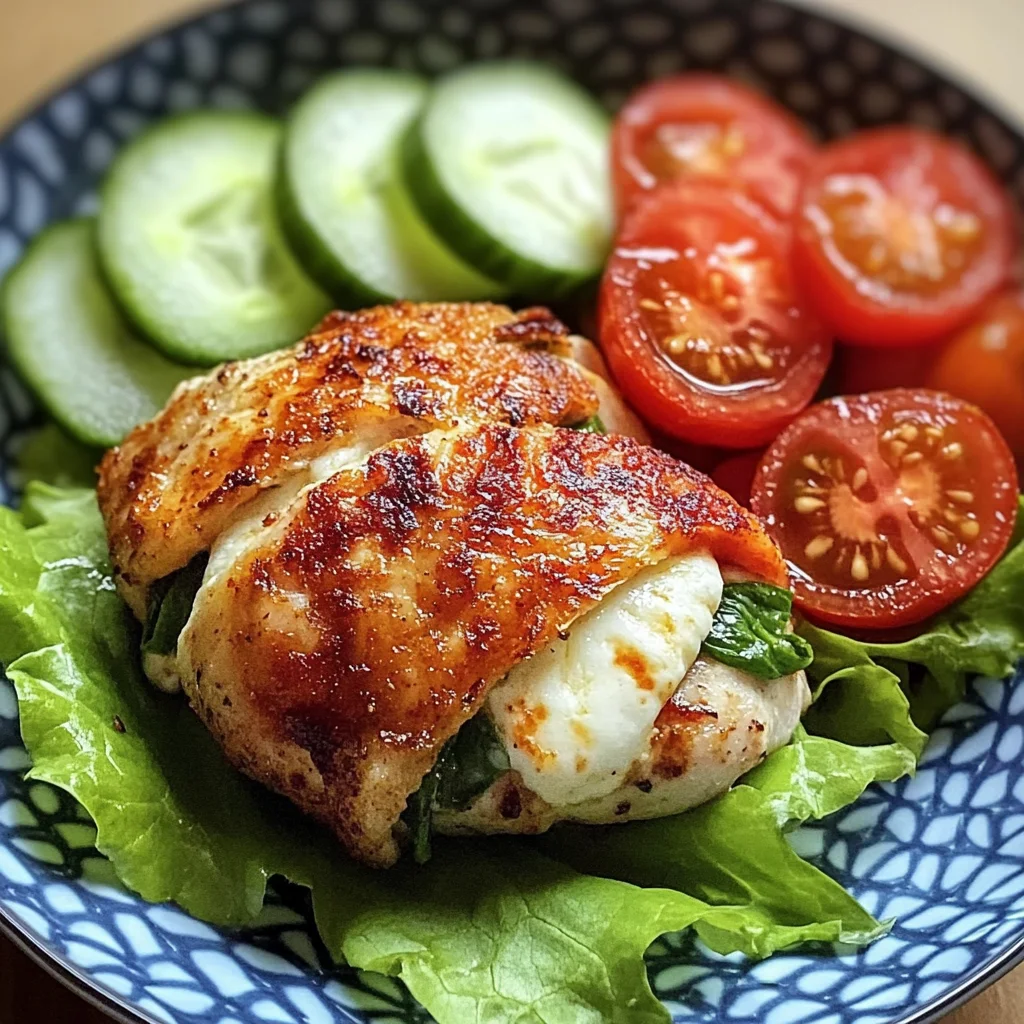 Tomato & Cheese Stuffed Chicken Breast with Cucumber-Tomato Salad