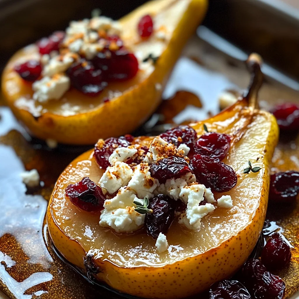 Baked Pears Feta Honey Cranberries