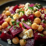 Chickpea, Beet & Feta Salad with Lemon-Garlic Vinaigrette