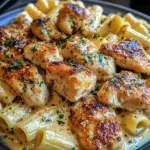 Creamy Garlic Butter Chicken Rigatoni with Parmesan