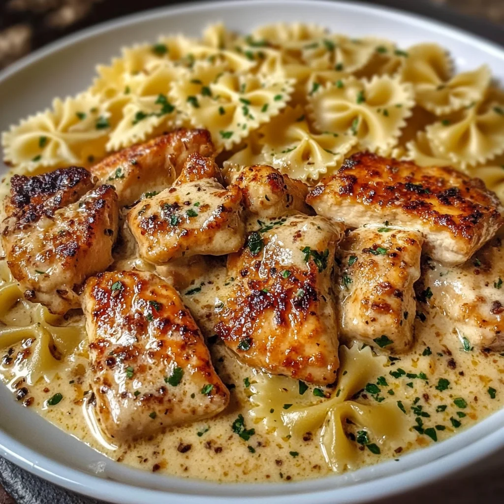 Garlic Butter Chicken Bowtie Pasta