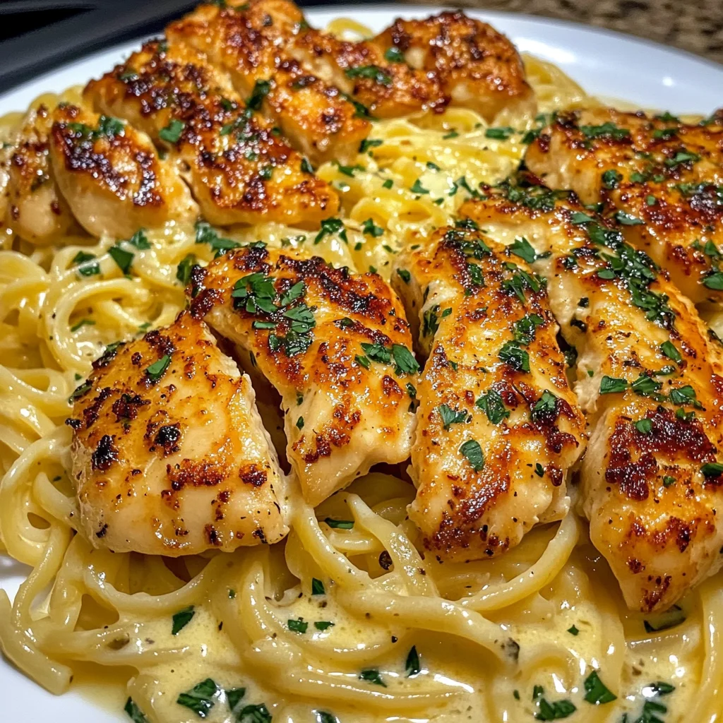 Garlic Butter Chicken Linguine with Velveeta Parmesan Cream