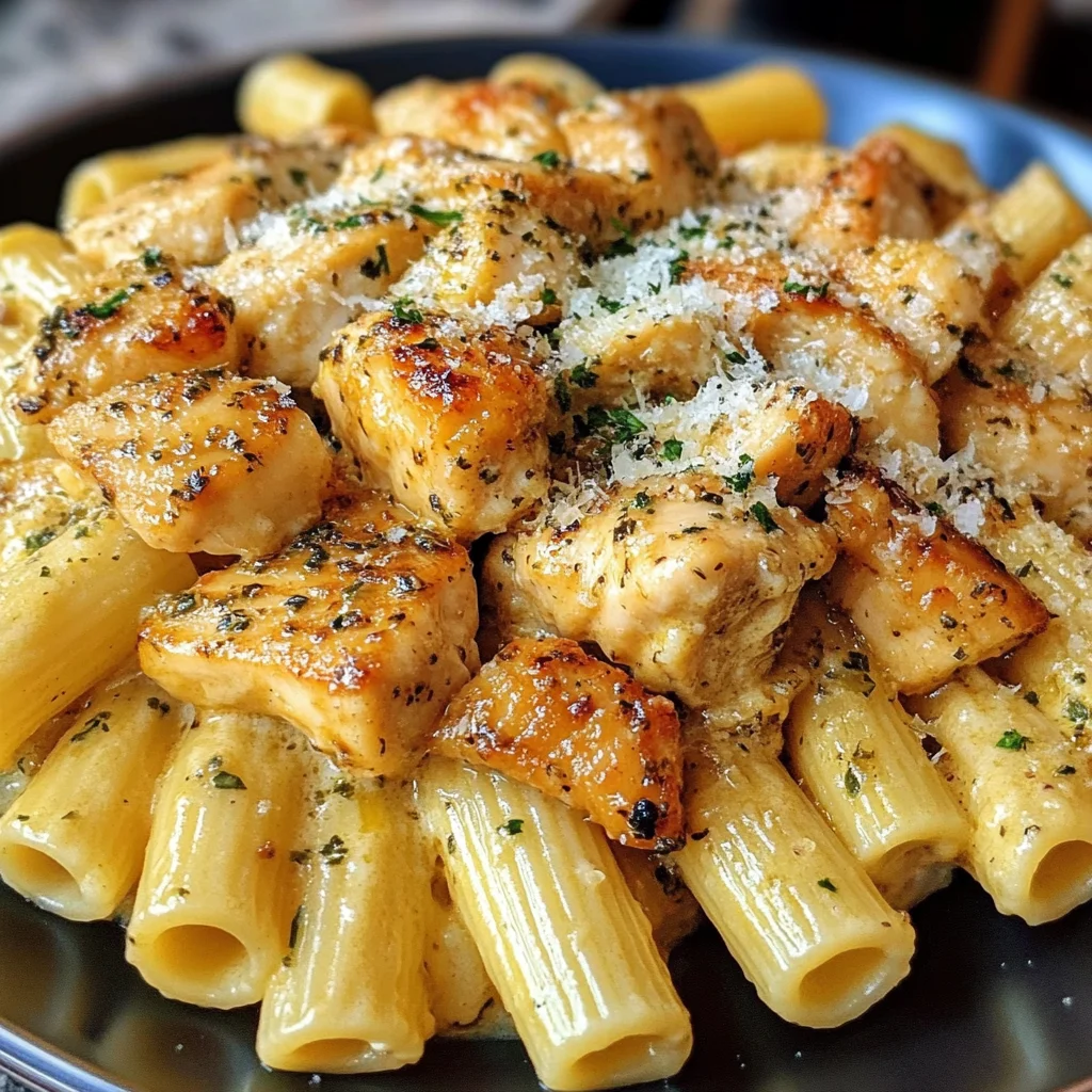 Garlic Butter Chicken Rigatoni with Parmesan