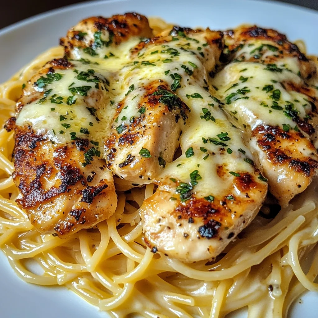 Garlic Butter Chicken Spaghetti Alfredo
