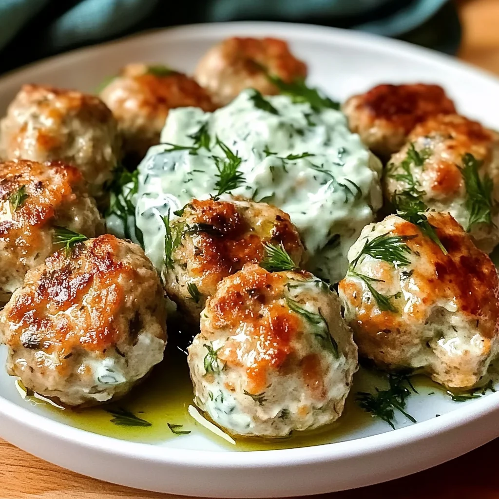 Greek Chicken Meatballs with Tzatziki Sauce