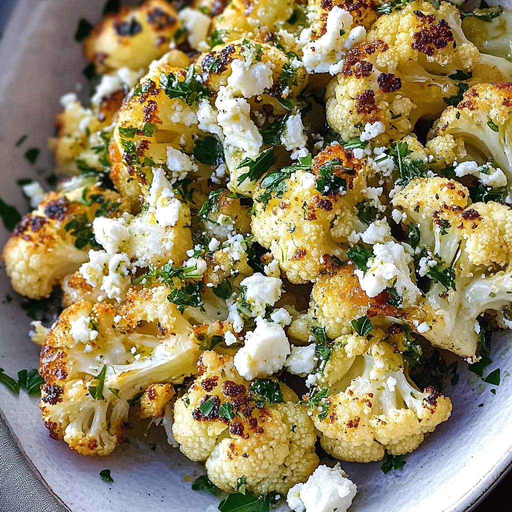Greek Roasted Cauliflower with Feta and Herbs