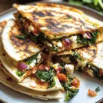 Mediterranean Quesadillas with Spinach, Feta, Mozzarella, and Red Onion