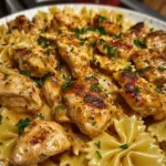 Spicy Garlic Chicken Bowties with Provolone Mozzarella Sauce