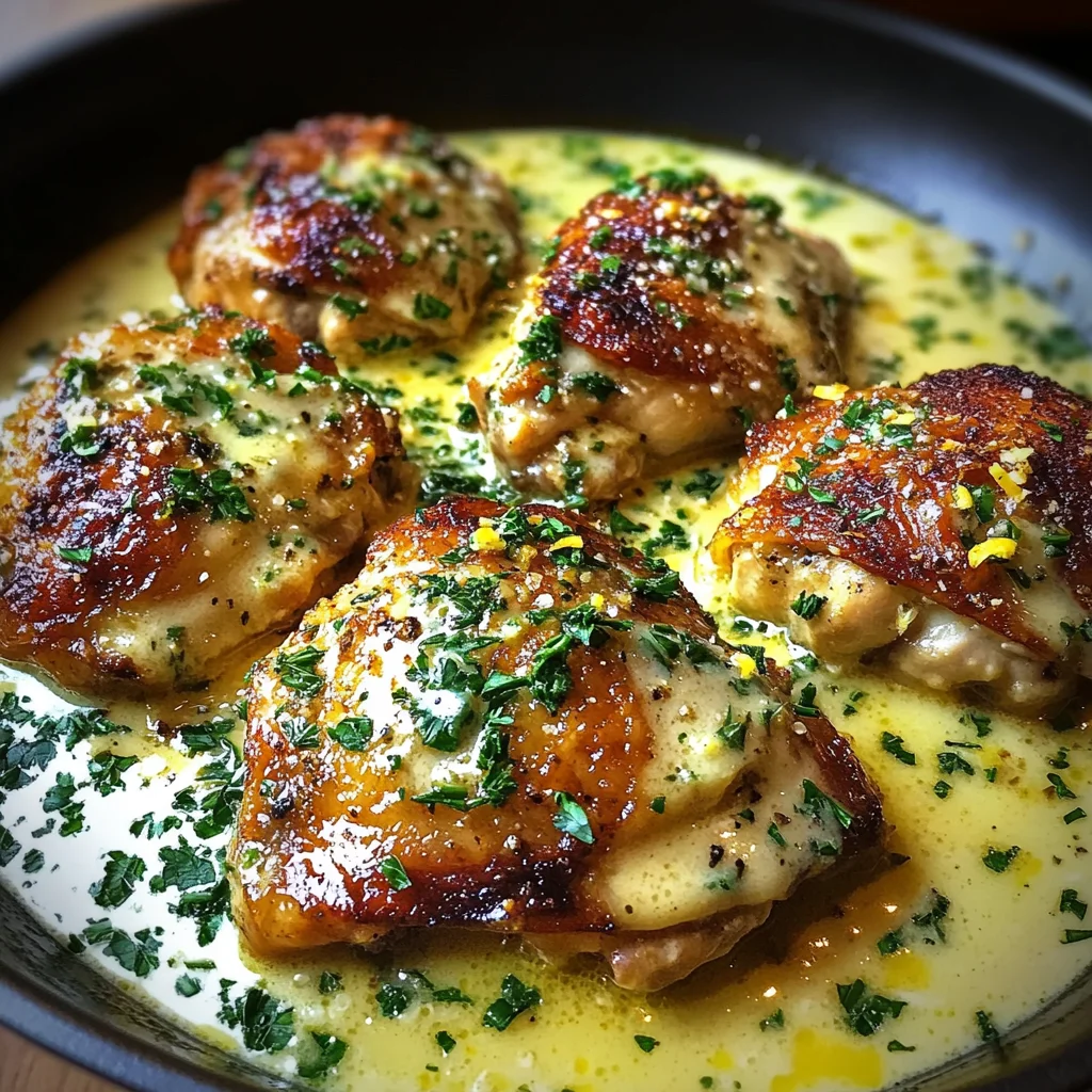 Bobby Flay Chicken Thighs with Creamy Garlic Sauce