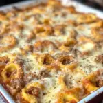 Cheesy Baked Tortellini Casserole With Meat Sauce