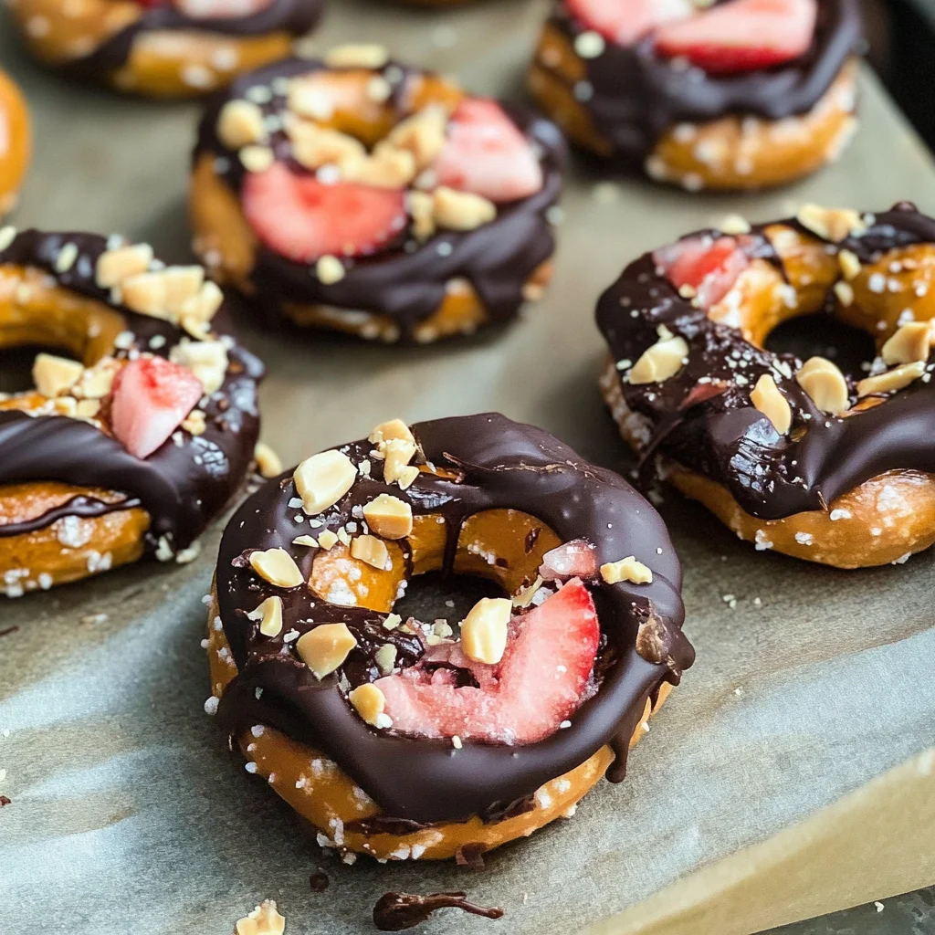 Chocolate Dipped Strawberry Yogurt Pretzel Bites