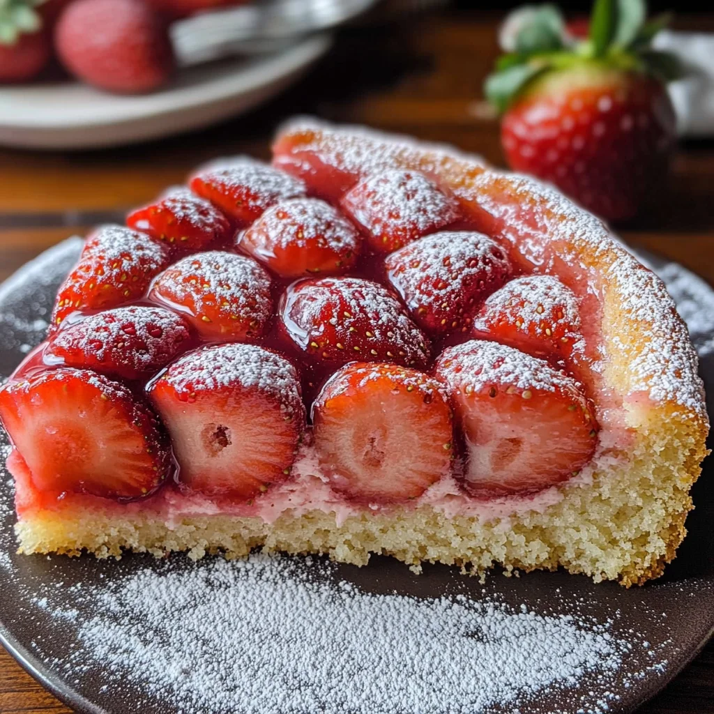 Easy Strawberry Cake with Strawberry Sauce