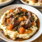 Fall Apple Cider Stew over Mashed Potatoes