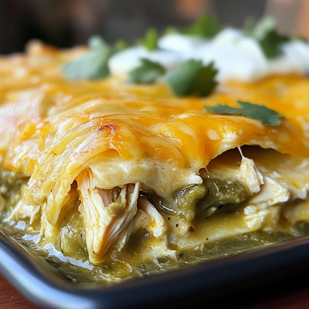Quick and Easy Green Chile Chicken Enchilada Casserole