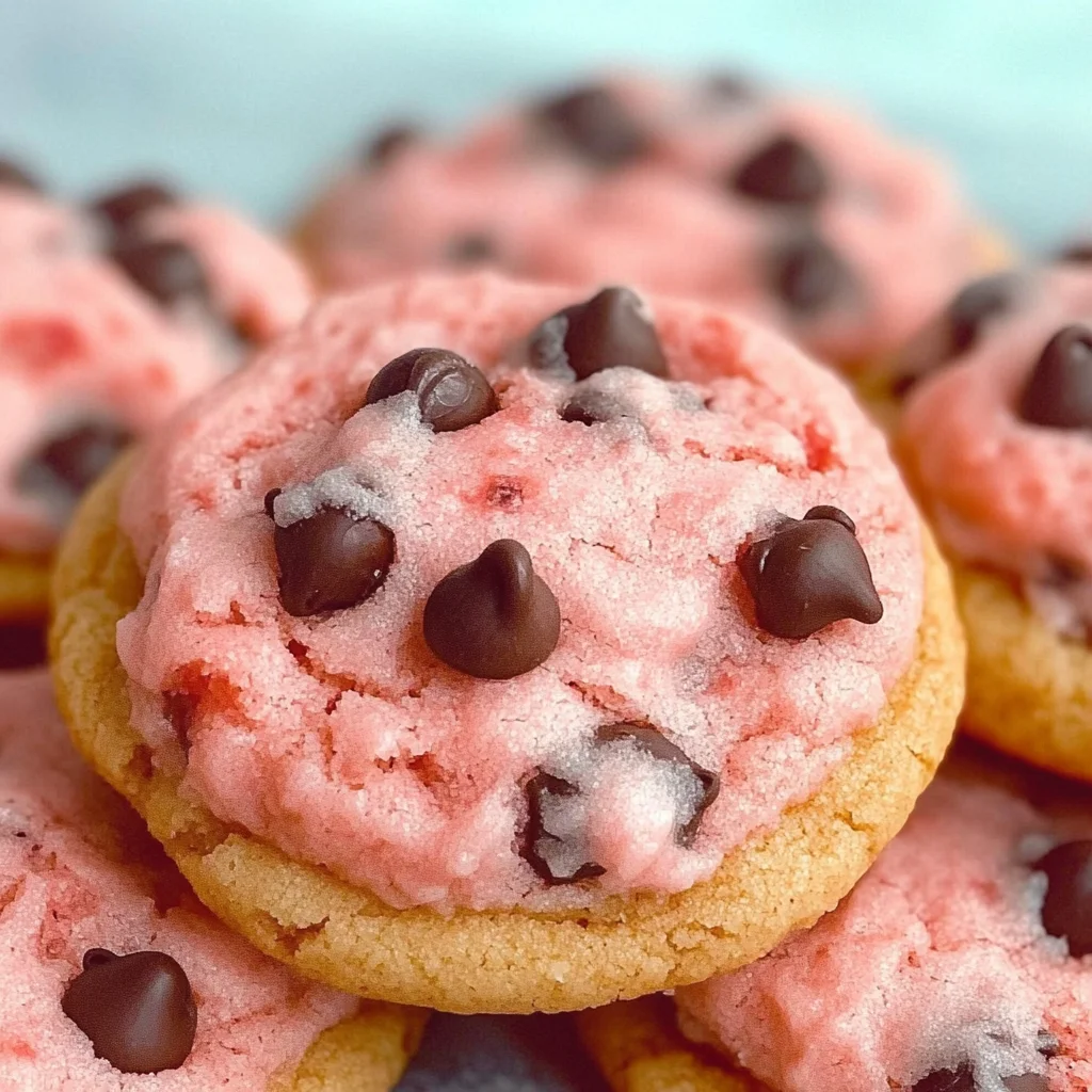 Strawberry Cake Mix Cookies with Chocolate Chips