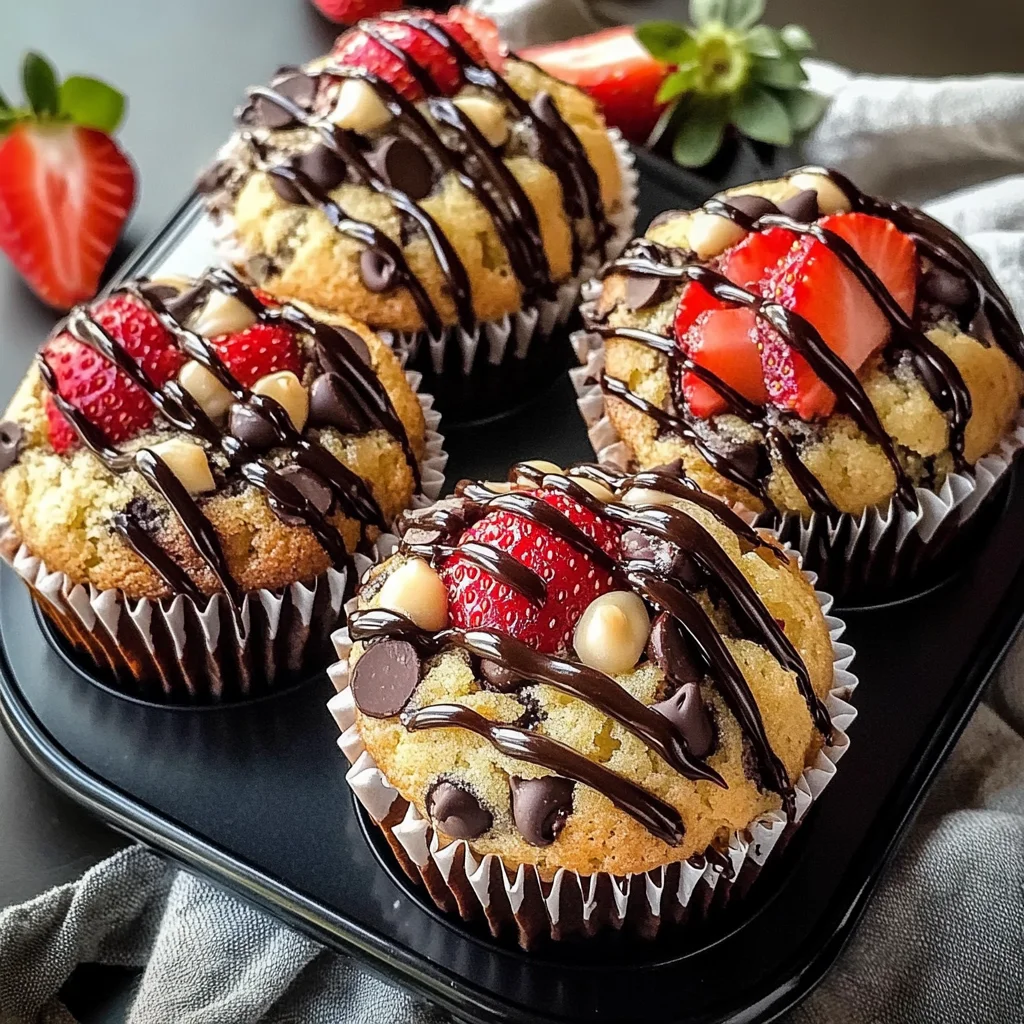 Bakery-Style Strawberry Chocolate Chip Muffins