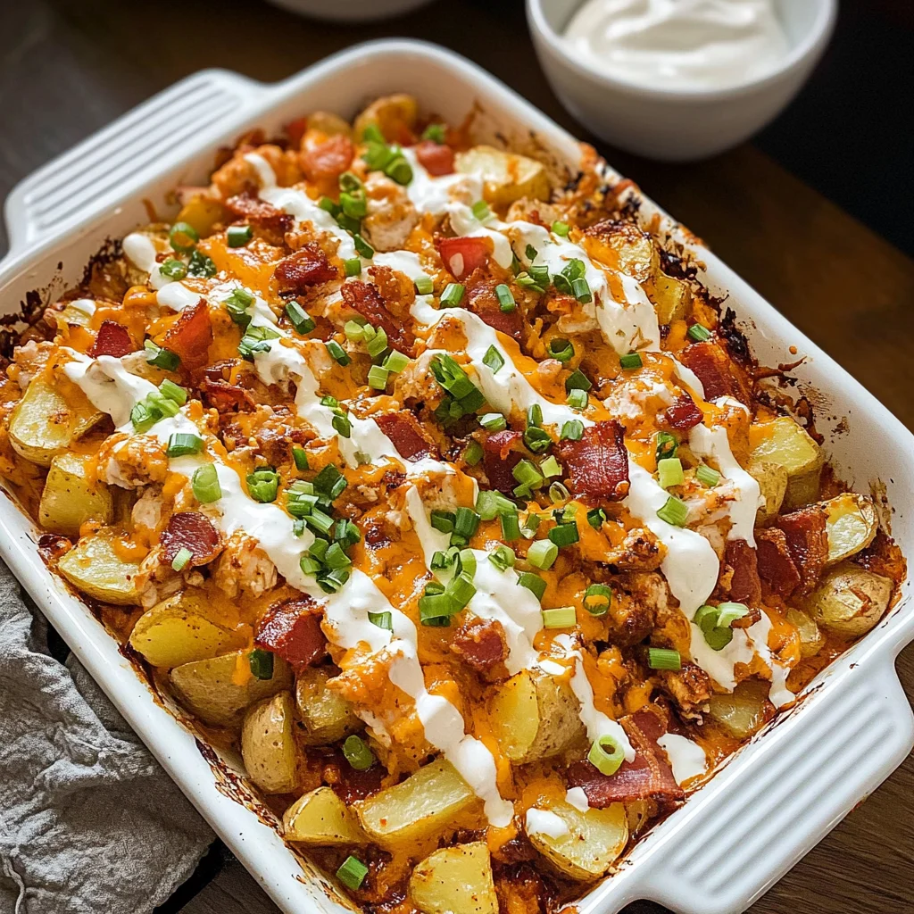 Buffalo Chicken Roasted Potato Bake