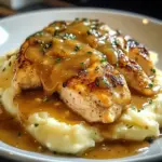 Chicken and Garlic Gravy with Cheesy Mashed Potatoes