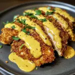 Crispy Pretzel Crusted Chicken with Cheddar Mustard Sauce Recipe