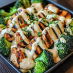 Grilled Chicken & Broccoli Bowls With Creamy Garlic Sauce Delight Your Taste Buds!