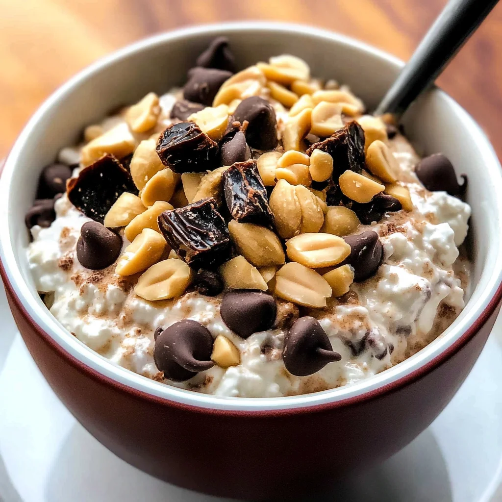 Healthy Cottage Cheese Snickers Bowl {High Protein}