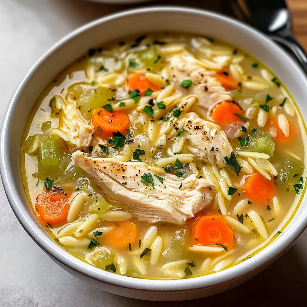 Lemon Chicken Orzo Soup