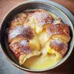 Lemon and custard croissant pudding