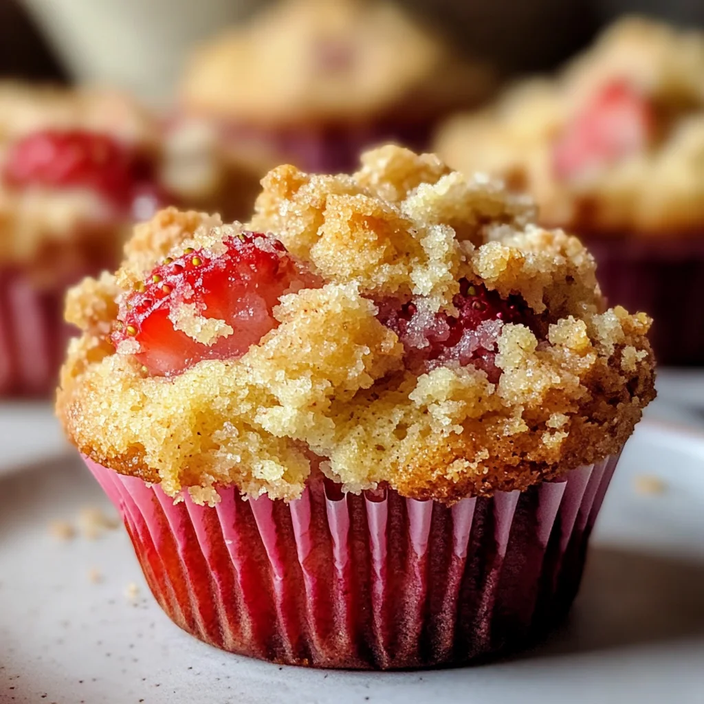 Quick Strawberry Muffins with Crumble Topping