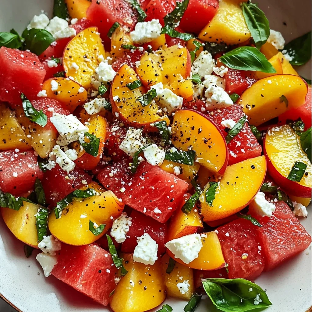 Refreshing and Juicy Watermelon Peach Salad for Hot Summer Days