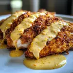 Savory Pretzel Chicken with Mustard-Cheddar Sauce Delight