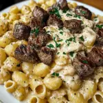 Creamy Parmesan Shell Pasta With Garlic Butter Steak Cubes