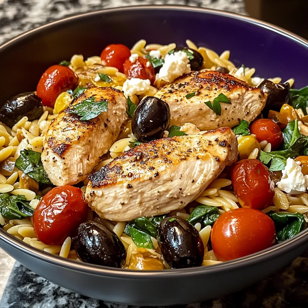 Create a Flavorful High Protein Mediterranean Chicken Orzo Dish Today!