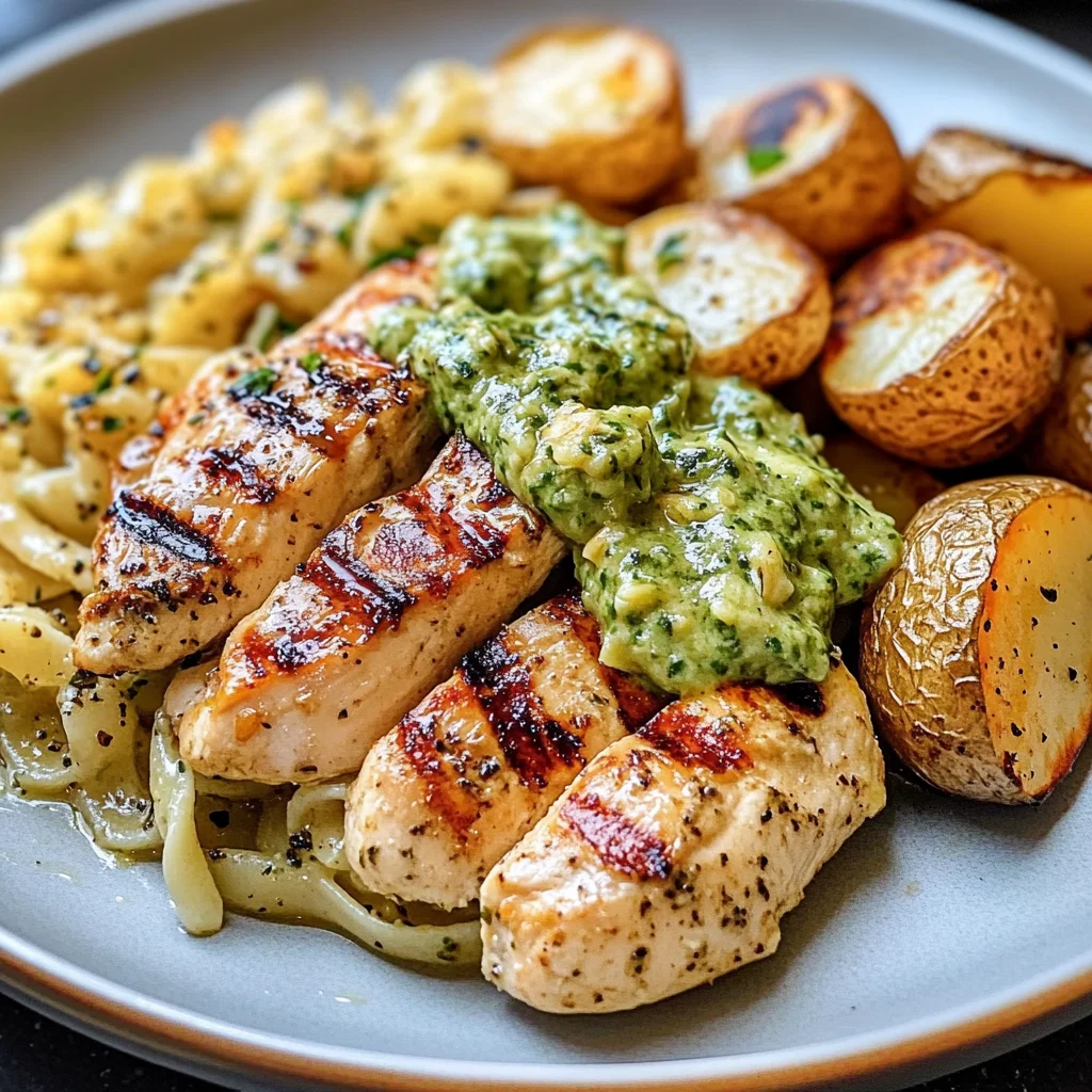 Greek Lemon Chicken Alfredo with Roasted Potatoes