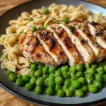 Grilled Chicken with Creamy Pasta and Peas