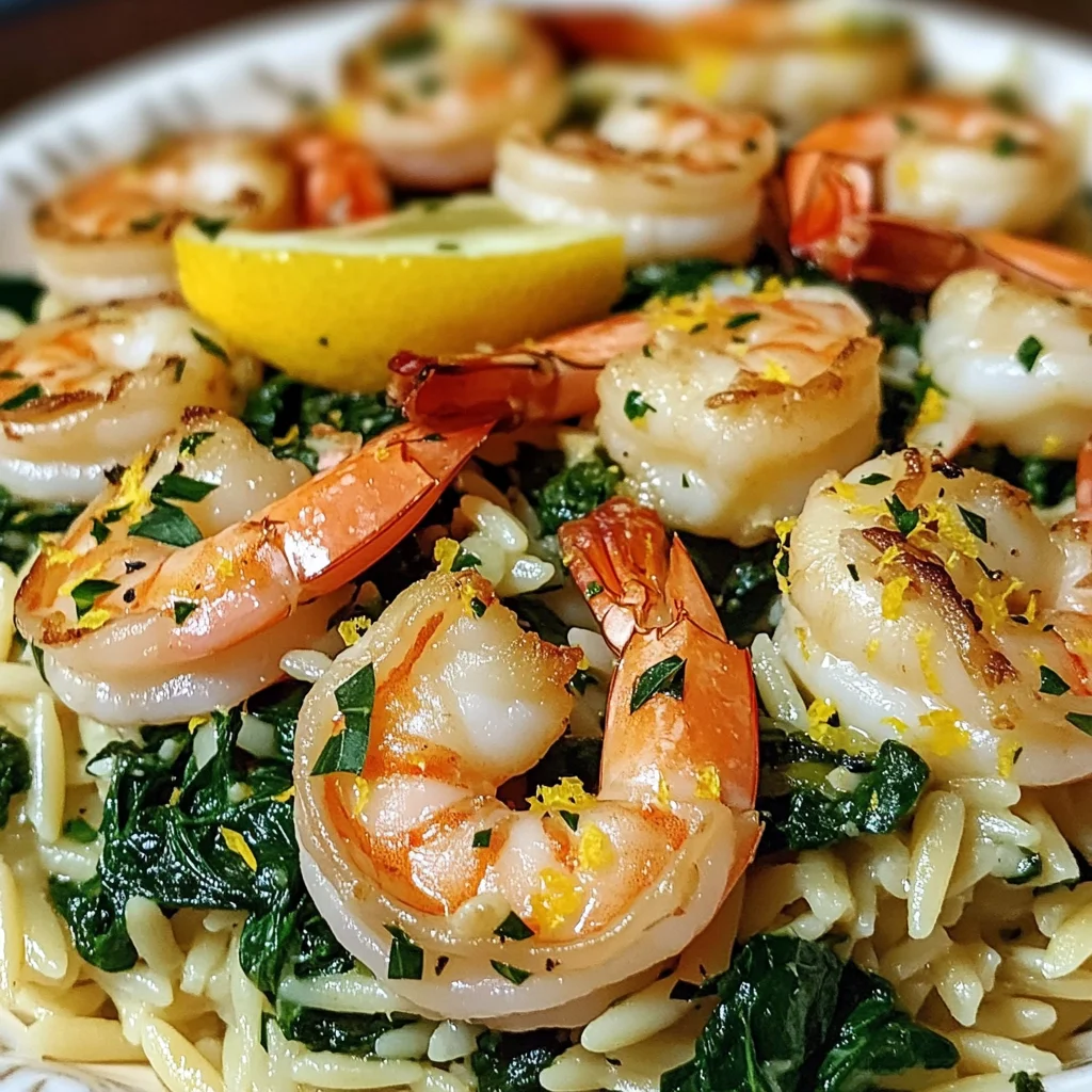 Lemon Garlic Shrimp with Spinach Orzo
