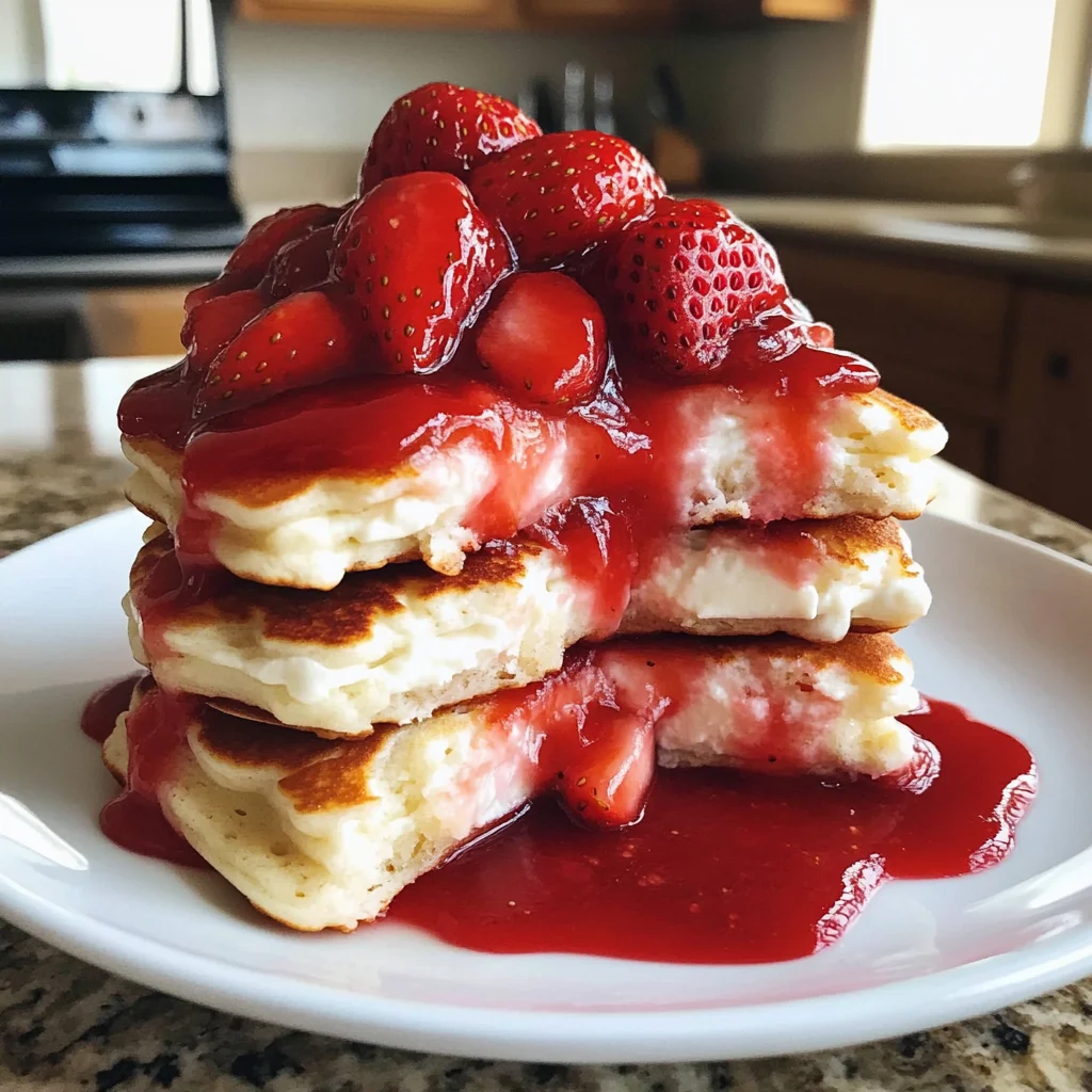 Strawberry Cheesecake Pancakes That Taste Like Dessert for Breakfast