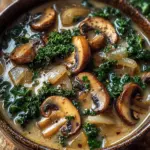 Wild Mushroom, Caramelized Onion and Kale Soup - Homefoodkitchen